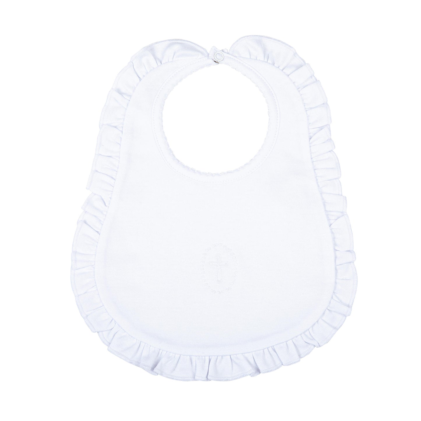 Magnolia Baby - Blessed White Emb Ruffle Bib