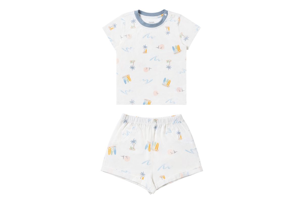Petite Revery - Pastel Waves Short Sleeve Two-Piece PJ Set
