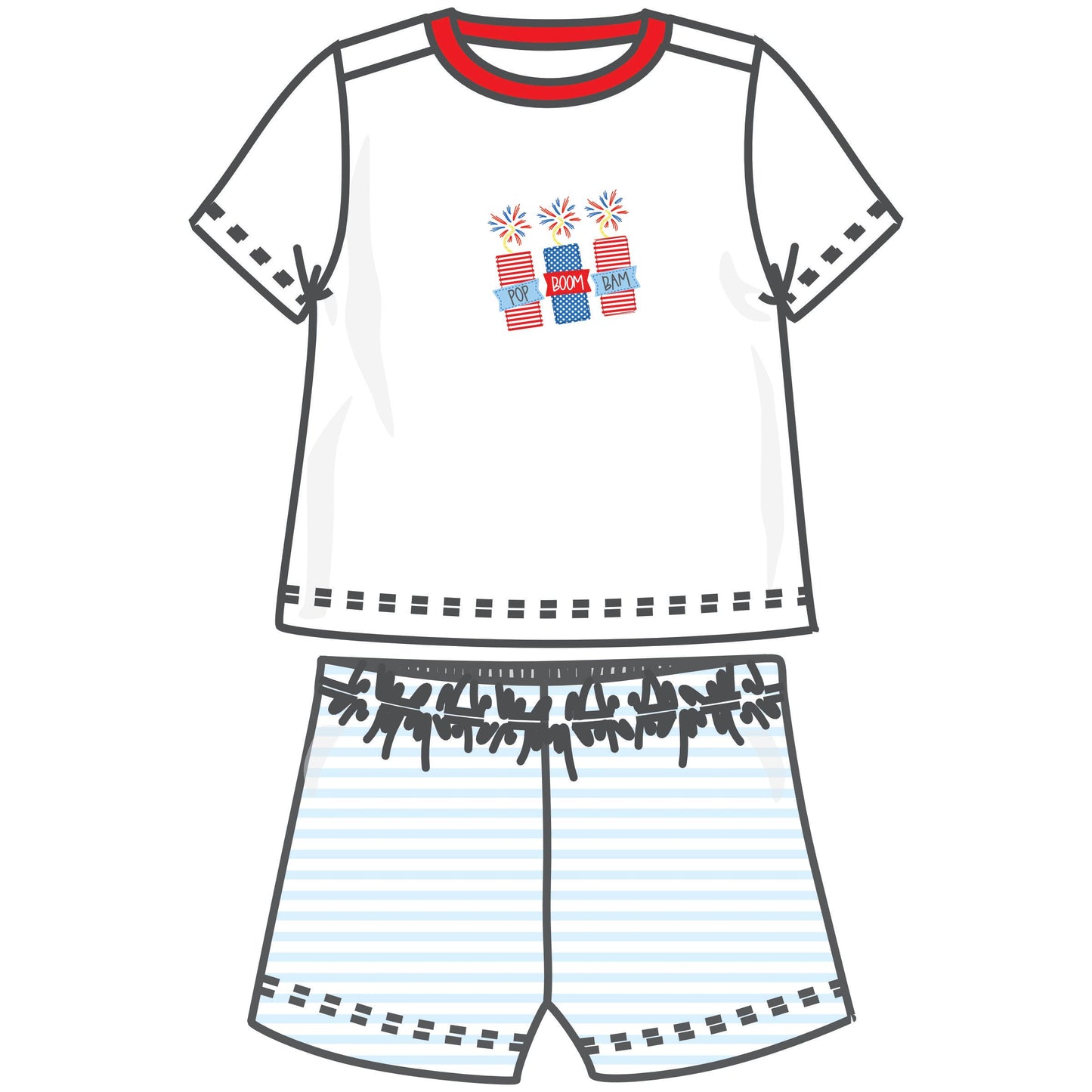 Magnolia Baby - Pop!Boom!Bam! Applique Red Toddler Short Set