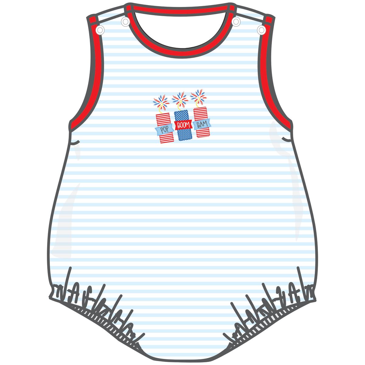 Magnolia Baby - Pop!Boom!Bam! Applique Red S/less Boy Bubble