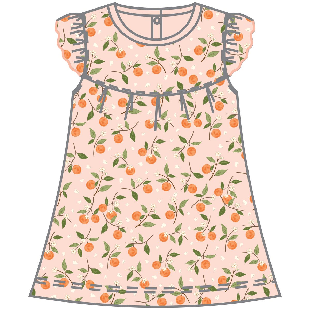 Luna + Arlo - Orange Blossoms Flutters Toddler Dress