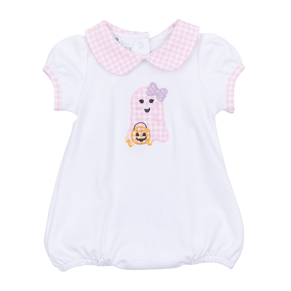 Magnolia Baby - Boo Crew! Applique Pink Collared S/S Girl Bubble