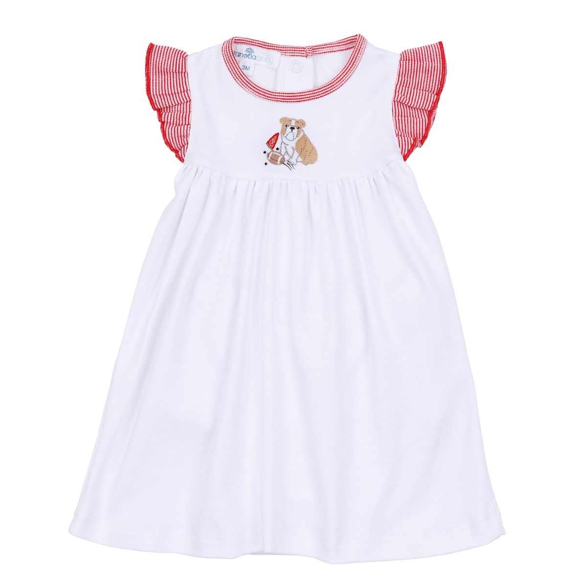Magnolia Baby - Go Dawgs! Red Emb Flutters Toddler Dress