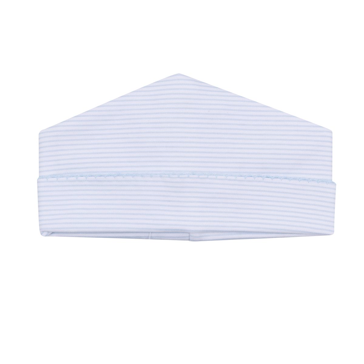 Magnolia Baby Mini Stripes Blue Hat featuring a soft fabric with blue and white stripe pattern for infants.