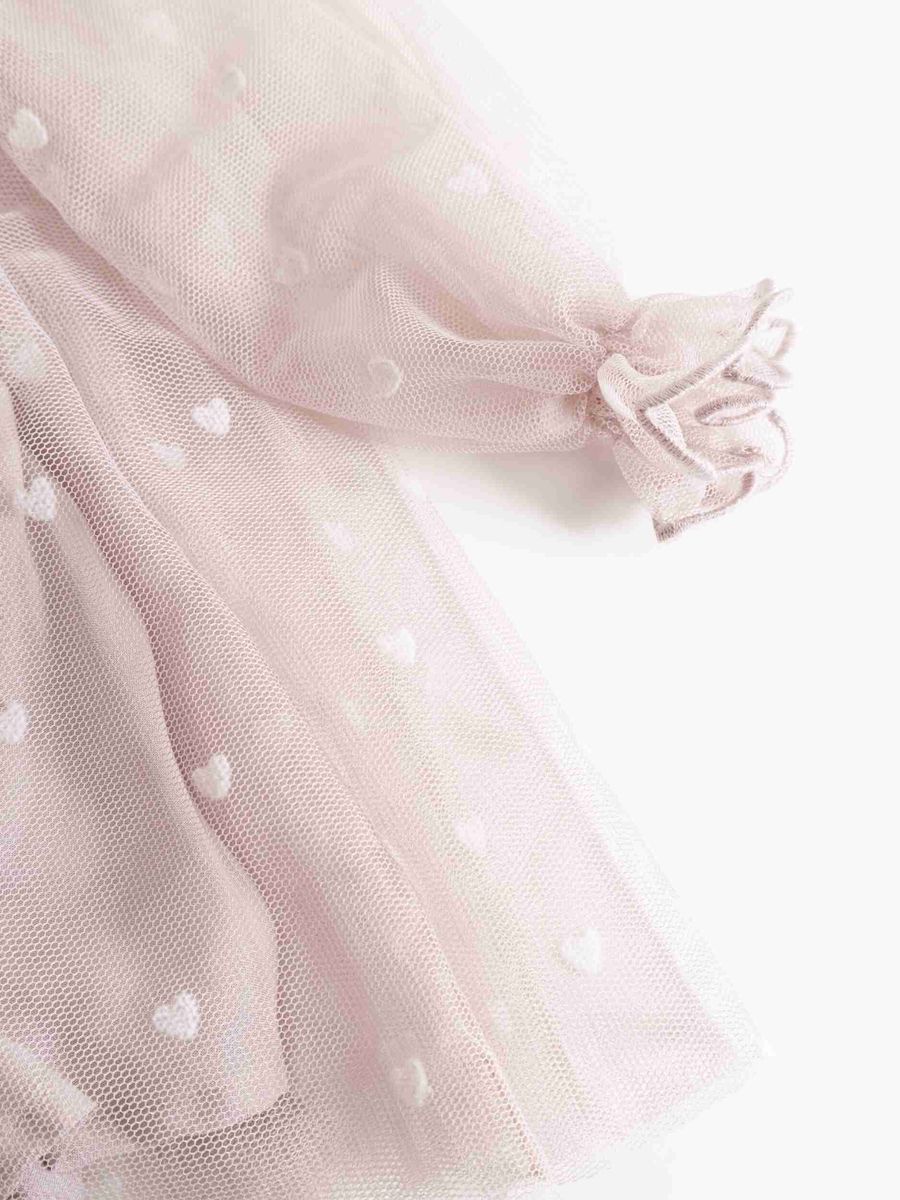 Cloud Gray Hearts Dera baby dress by MarMar Copenhagen, featuring soft gray fabric with heart patterns and a comfortable fit.