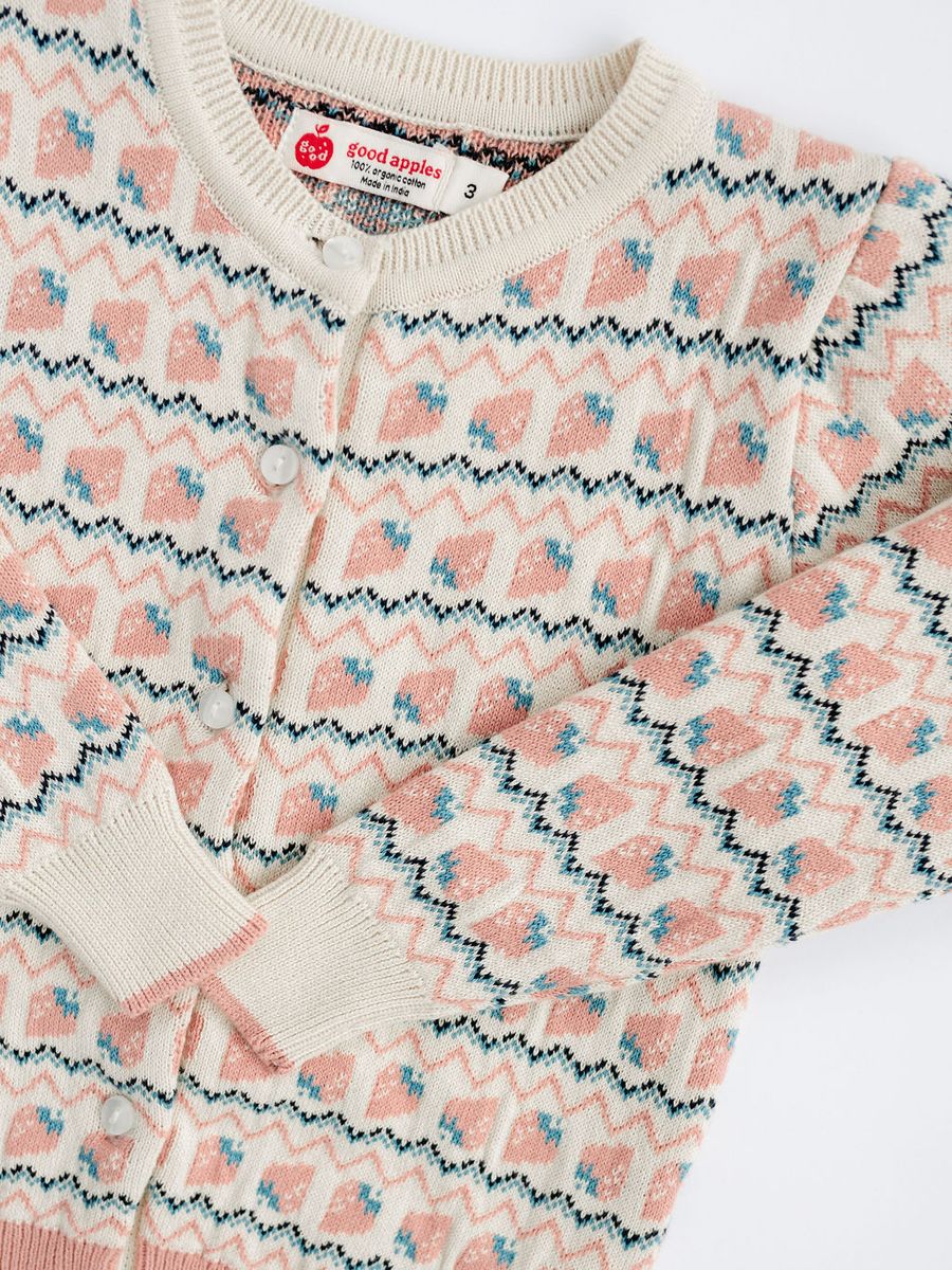 Vintage Pink Heritage Strawberries Cardigan
