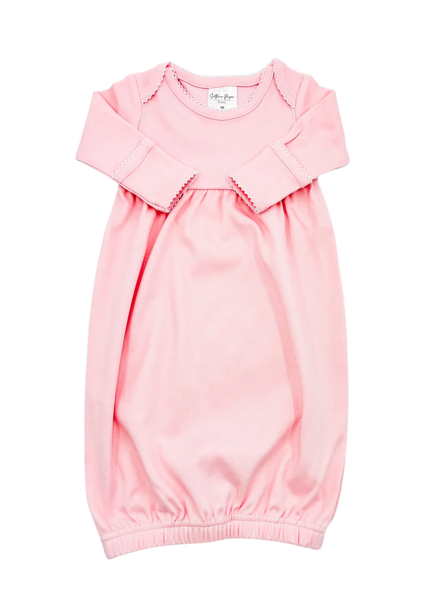 Pink w/White Picot Trim Gown