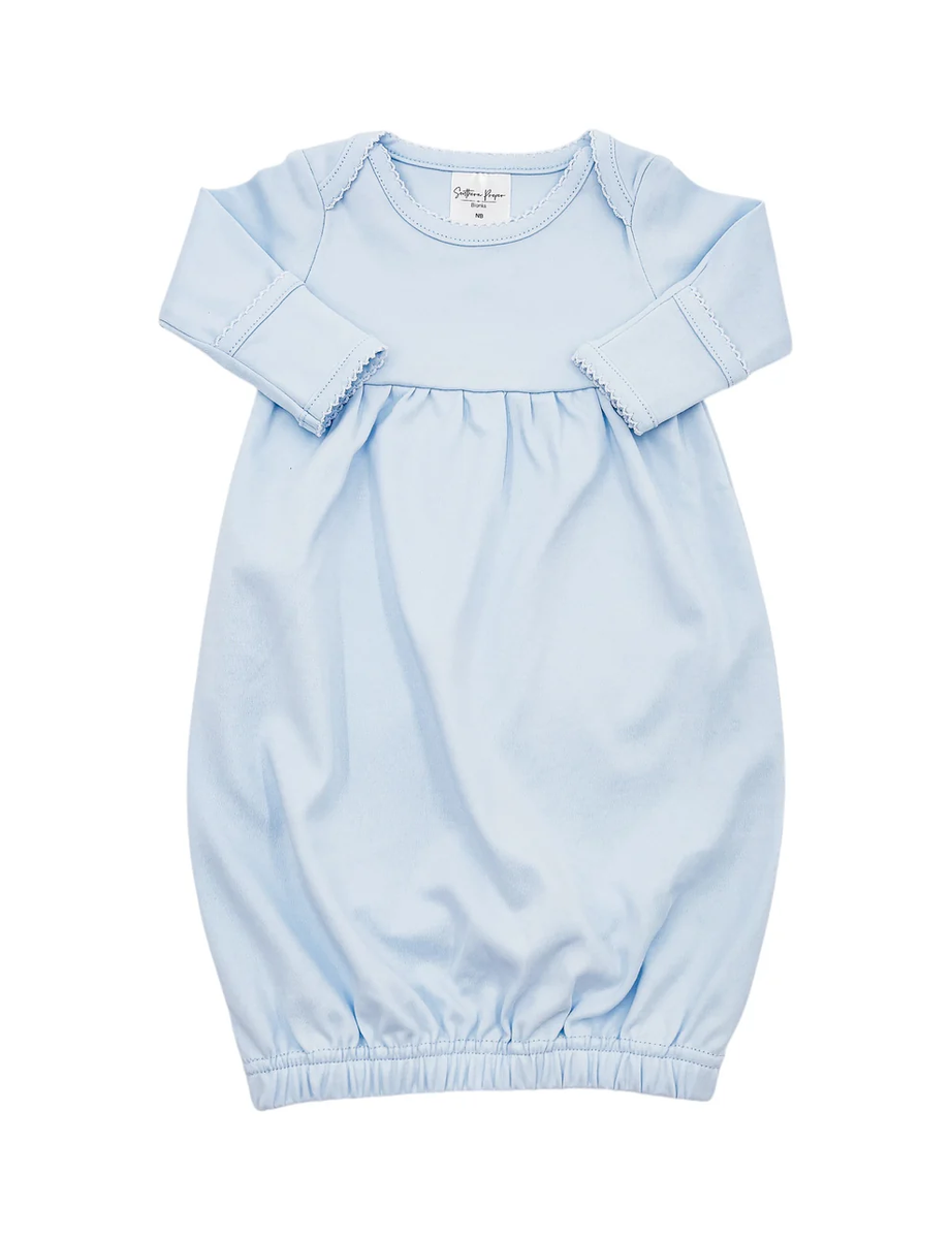 Blue w/White Picot Trim Gown