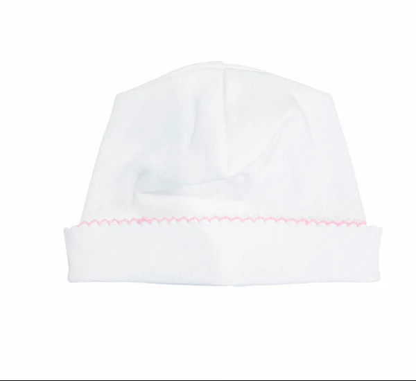 White w/Pink Picot Trim Hat