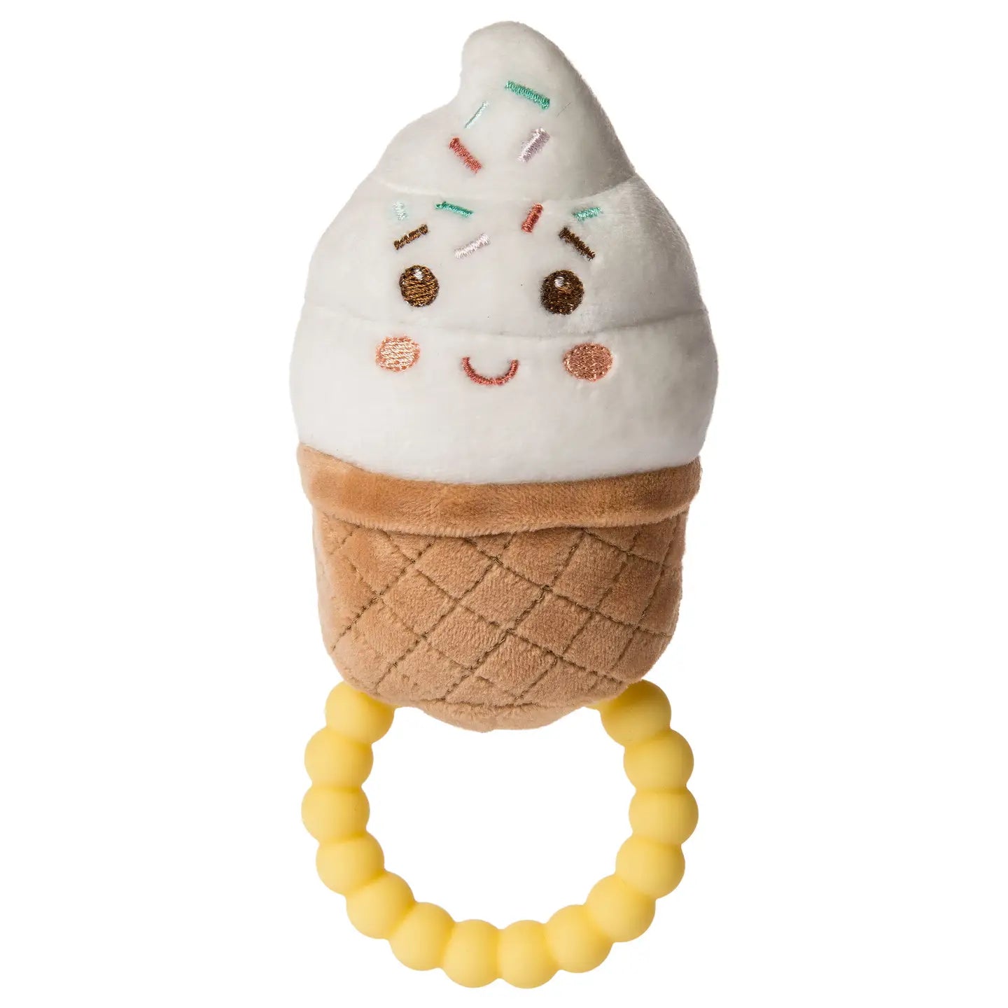 Mary Meyer Sweet Soothie Sprinkly Ice Cream Teether Rattle for babies with colorful ice cream design and textured surfaces