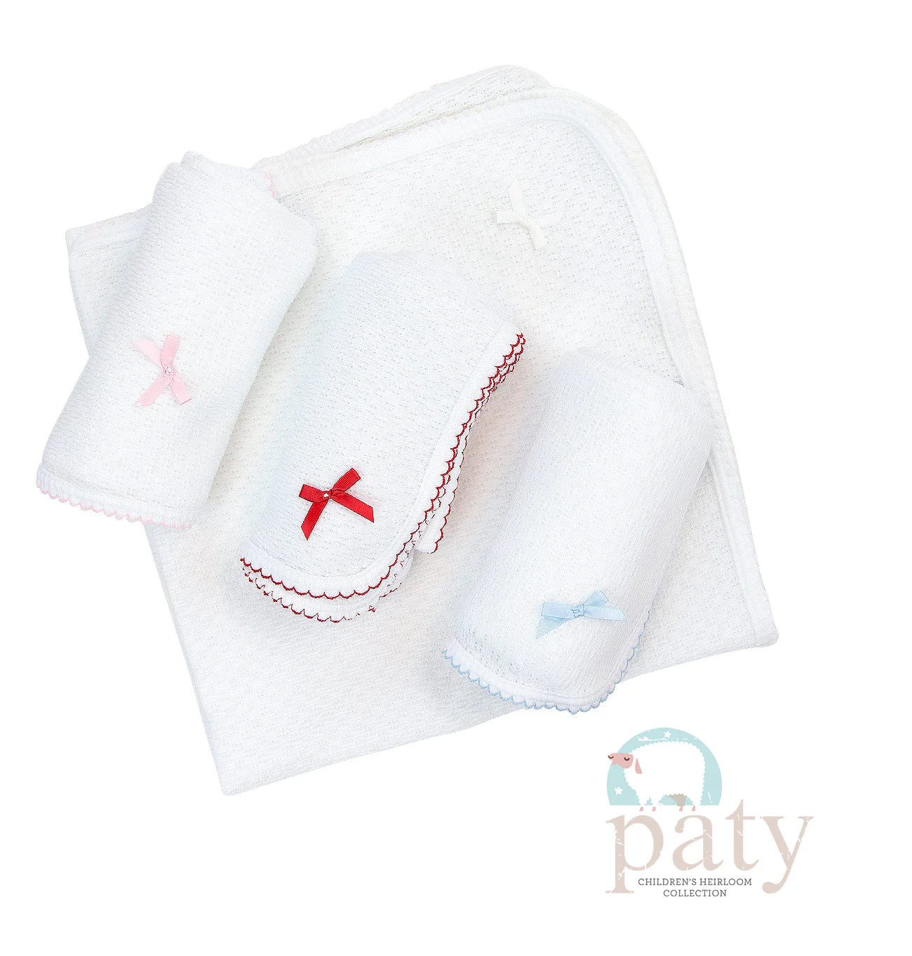 Paty - Knit Receiving/Swaddle Blanket w/ Bow