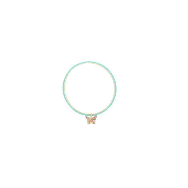 Jane Marie - Teal Enamel Bangle with Butterfly Charm