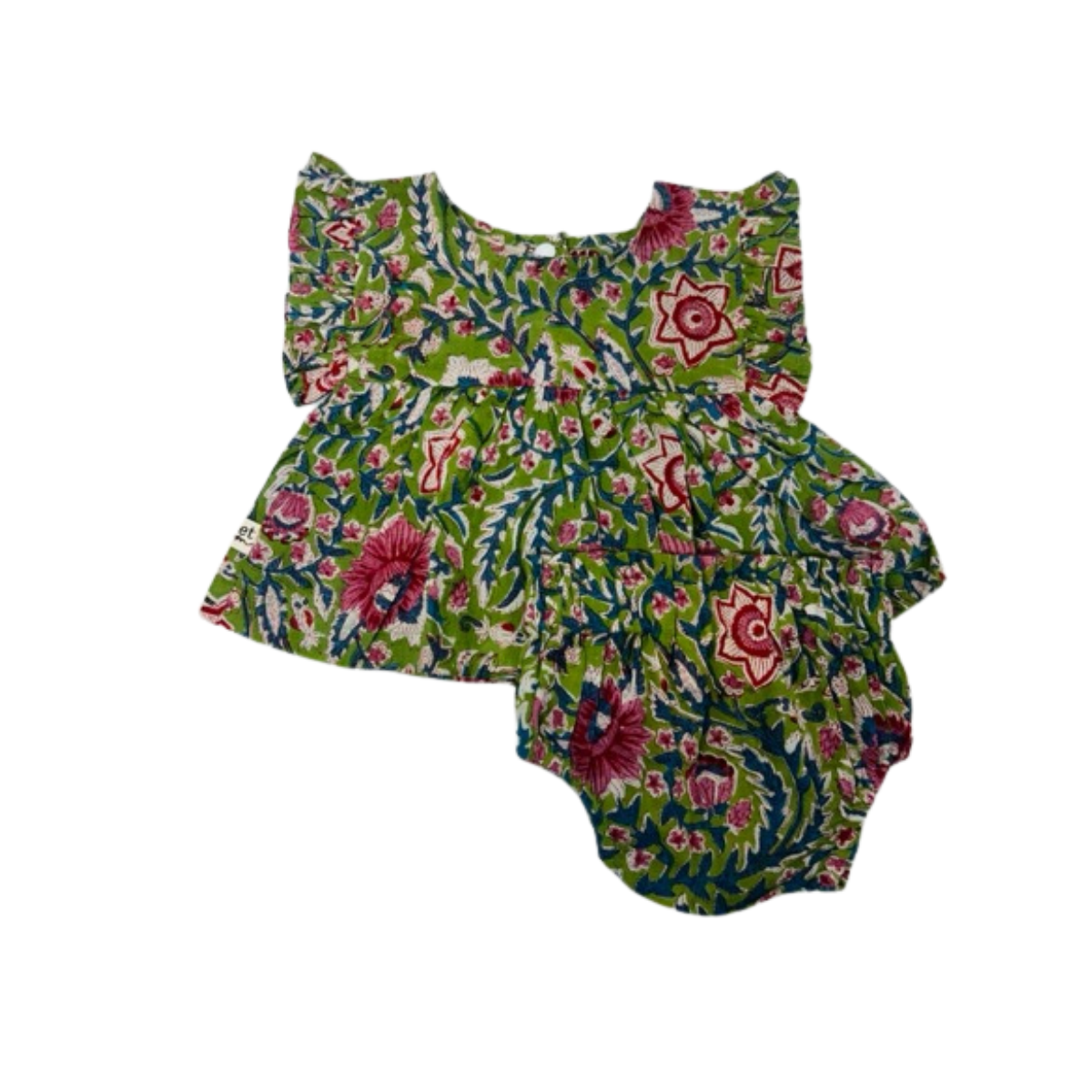 eight thousand miles - Baby Tunic + Bloomer Set - Henna Green Floral