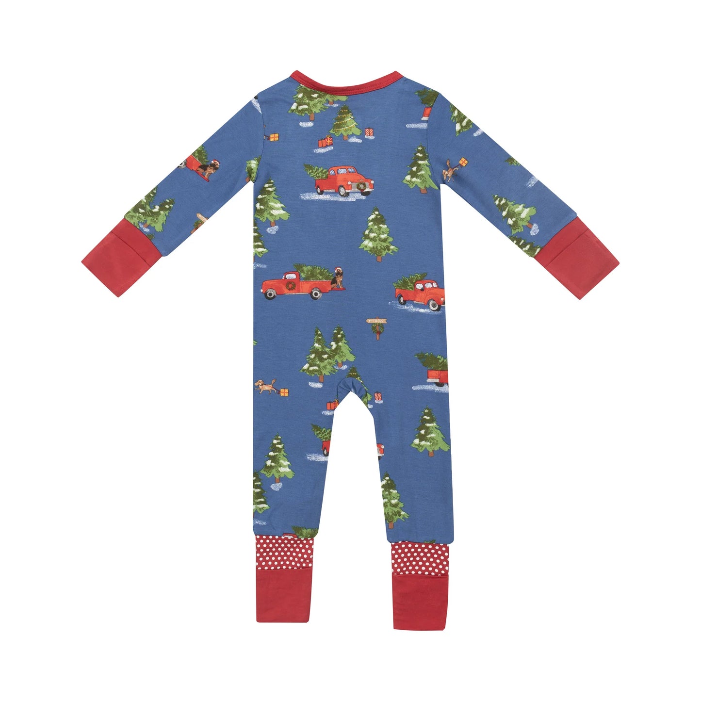 Angel Dear - Vintage Red Truck Zip Romper