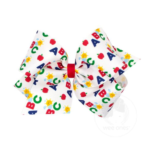 Wee Ones - School-theme Printed Grosgrain Bow - ABC