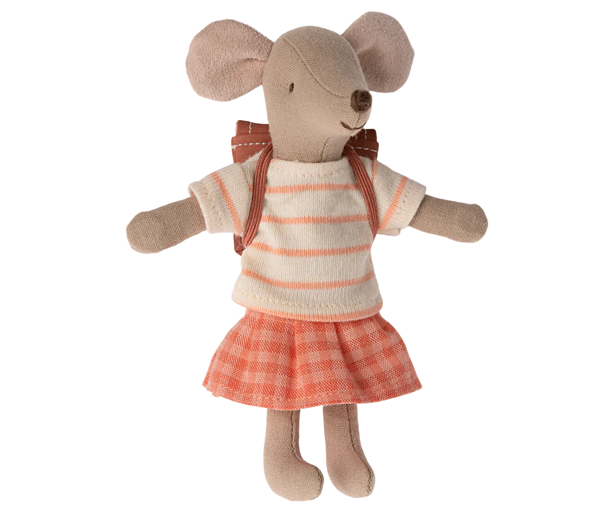 Maileg - Coral Big Sister Tricycle Mouse