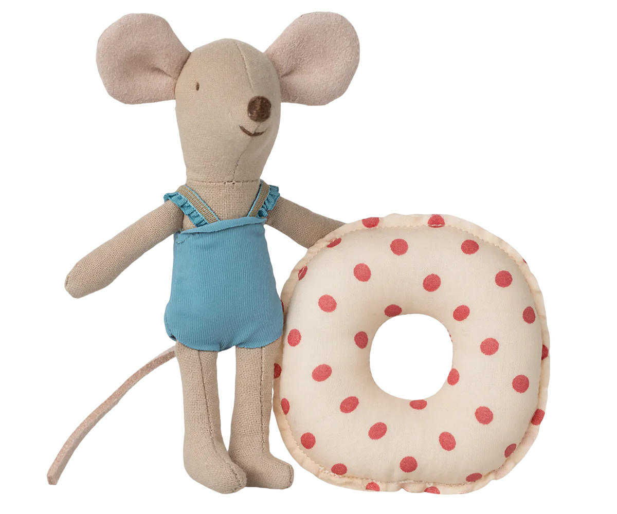Maileg - Beach Mouse w/ Float, Little Sister Red Dot