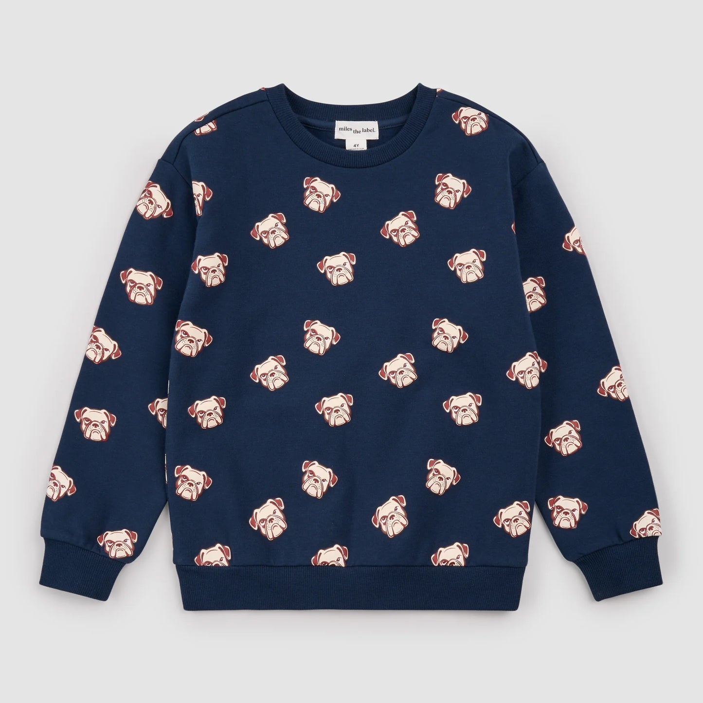 Navy Bulldog sweatshirt by Miles the Label featuring a classic design and comfortable fit, displayed on a plain background.