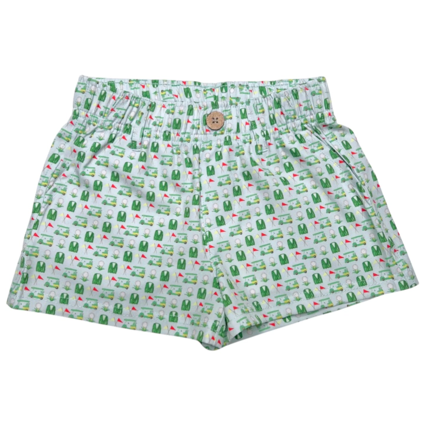 SouthBound green golf performance play shorts, lightweight and breathable with a comfortable fit, designed for active sportswear.