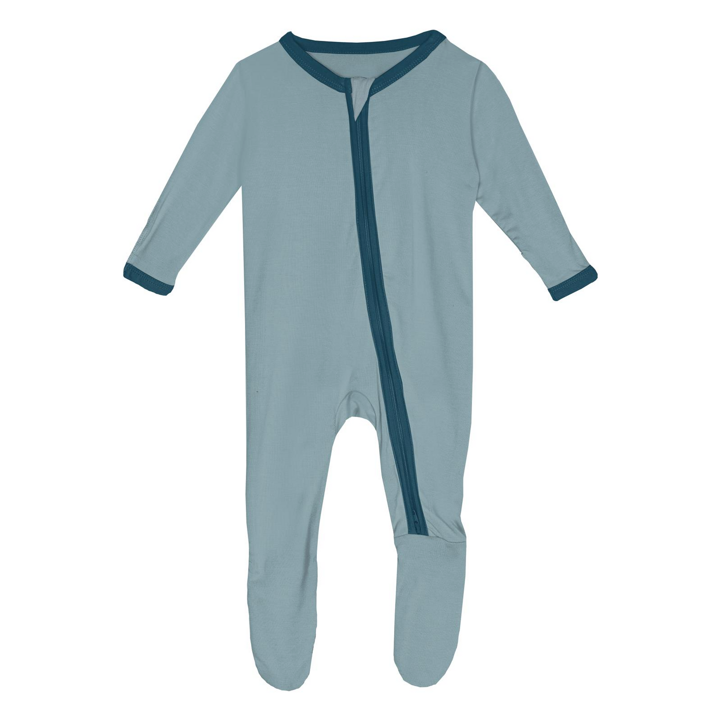 Kickee Pants - Footie with 2 Way Zipper in Stormy Sea with Peacock