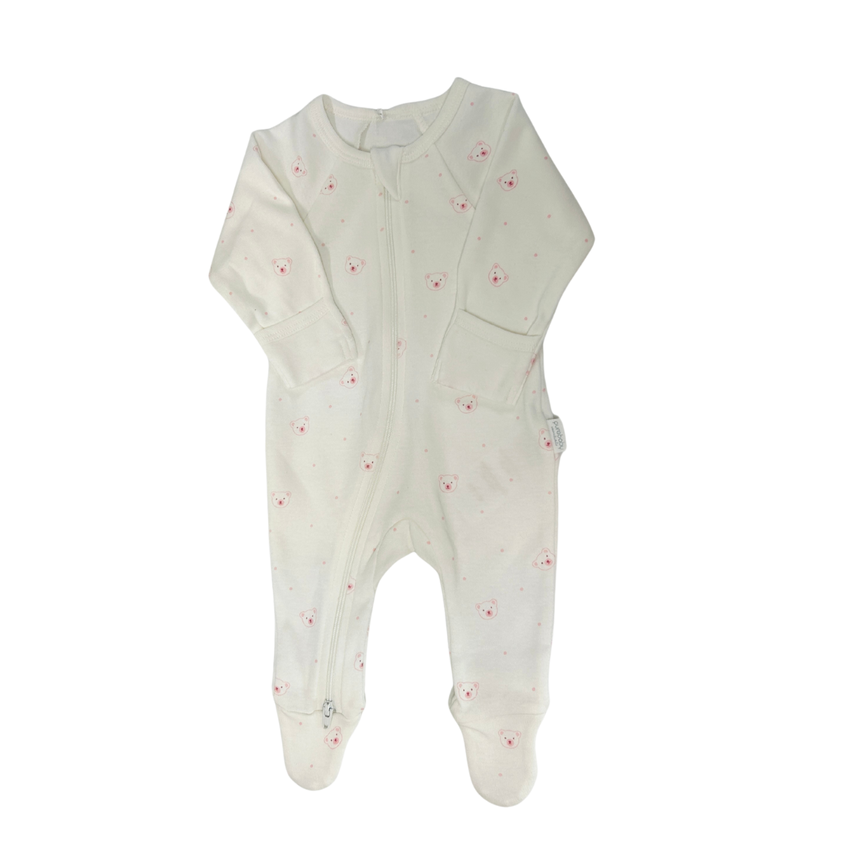 Purebaby - Pink Bear Zippered Footie