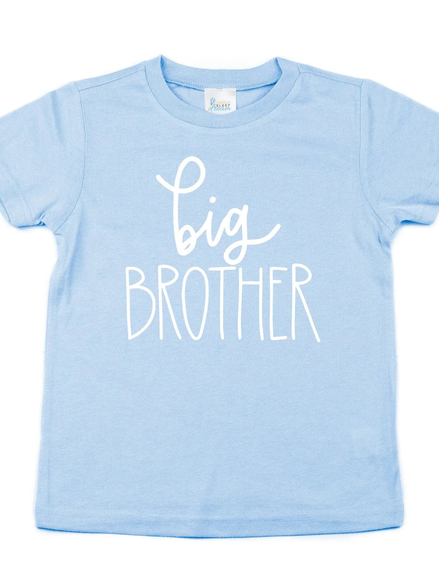 Big Brother Light Blue T-shirt by Cuddle Sleep Dream, featuring a comfortable cotton fabric and bold printed "Big Brother" text.