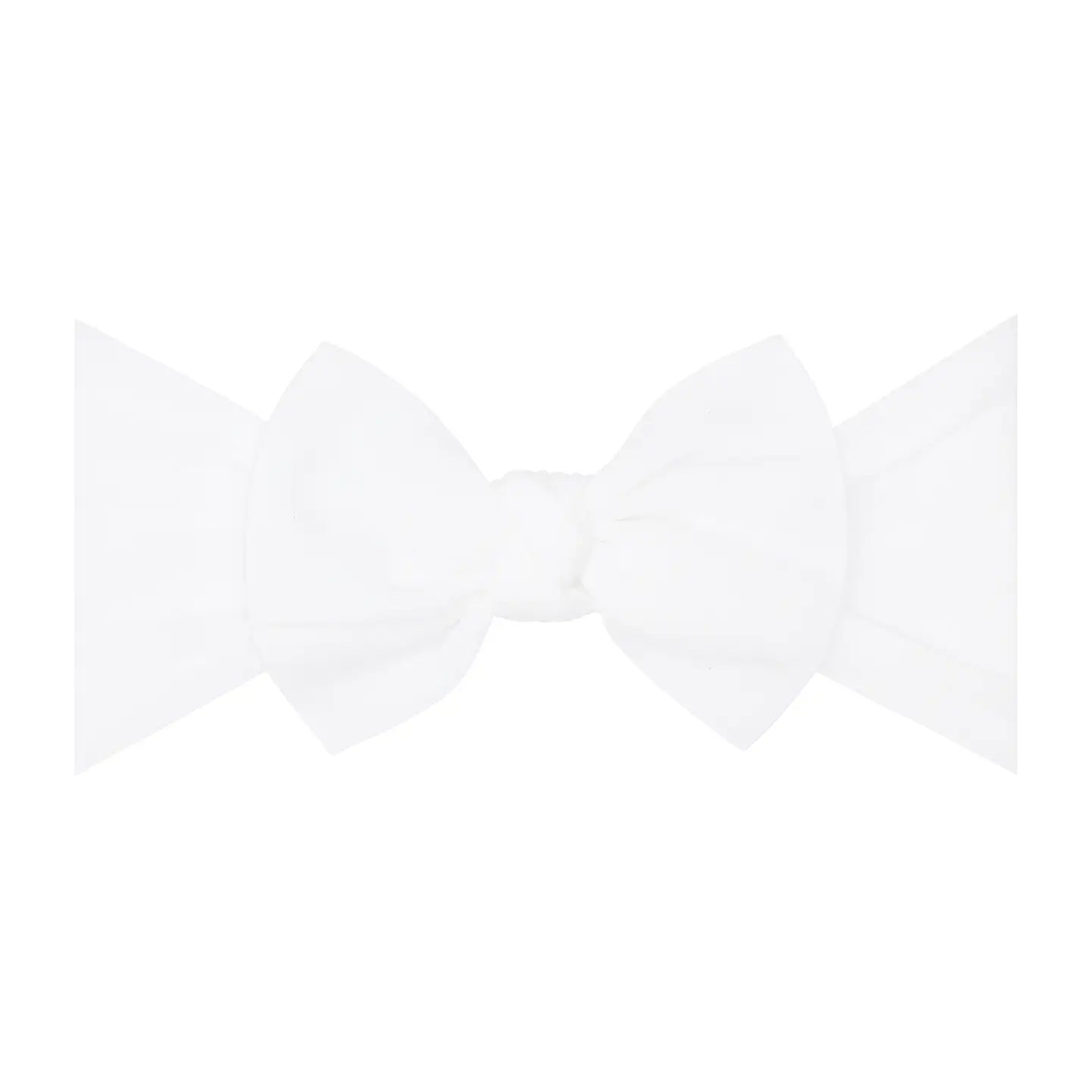White Original Knot Soft Nylon Headband by Baby Bling Bows, featuring a comfortable knot design and soft nylon material.