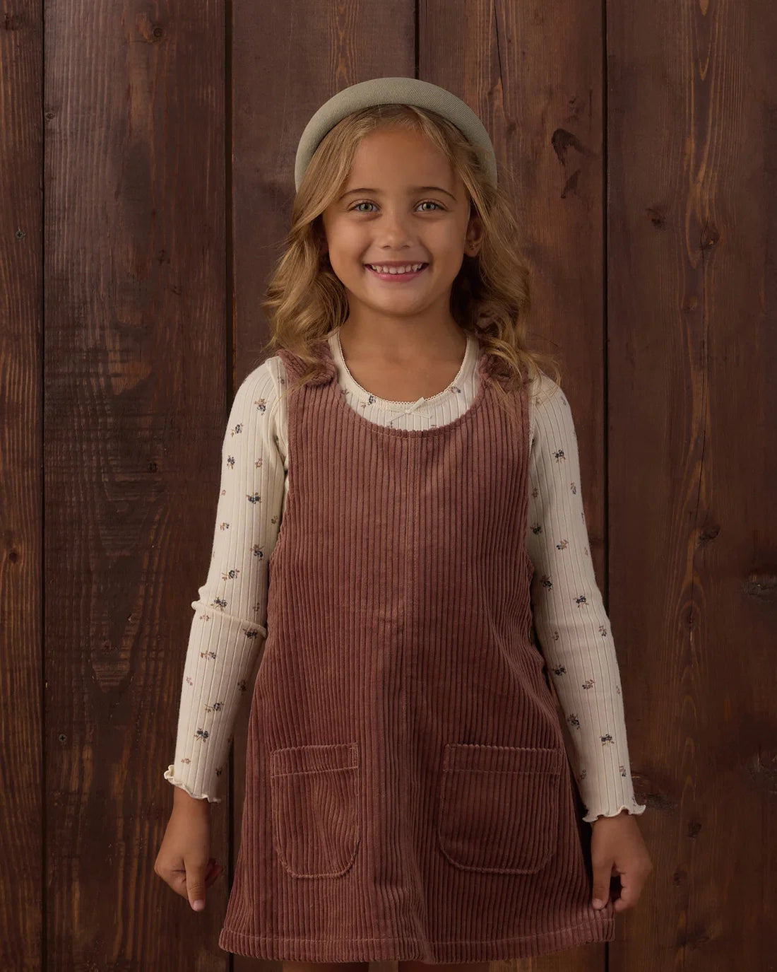 Natural Ditsy Ribbed Long Sleeve