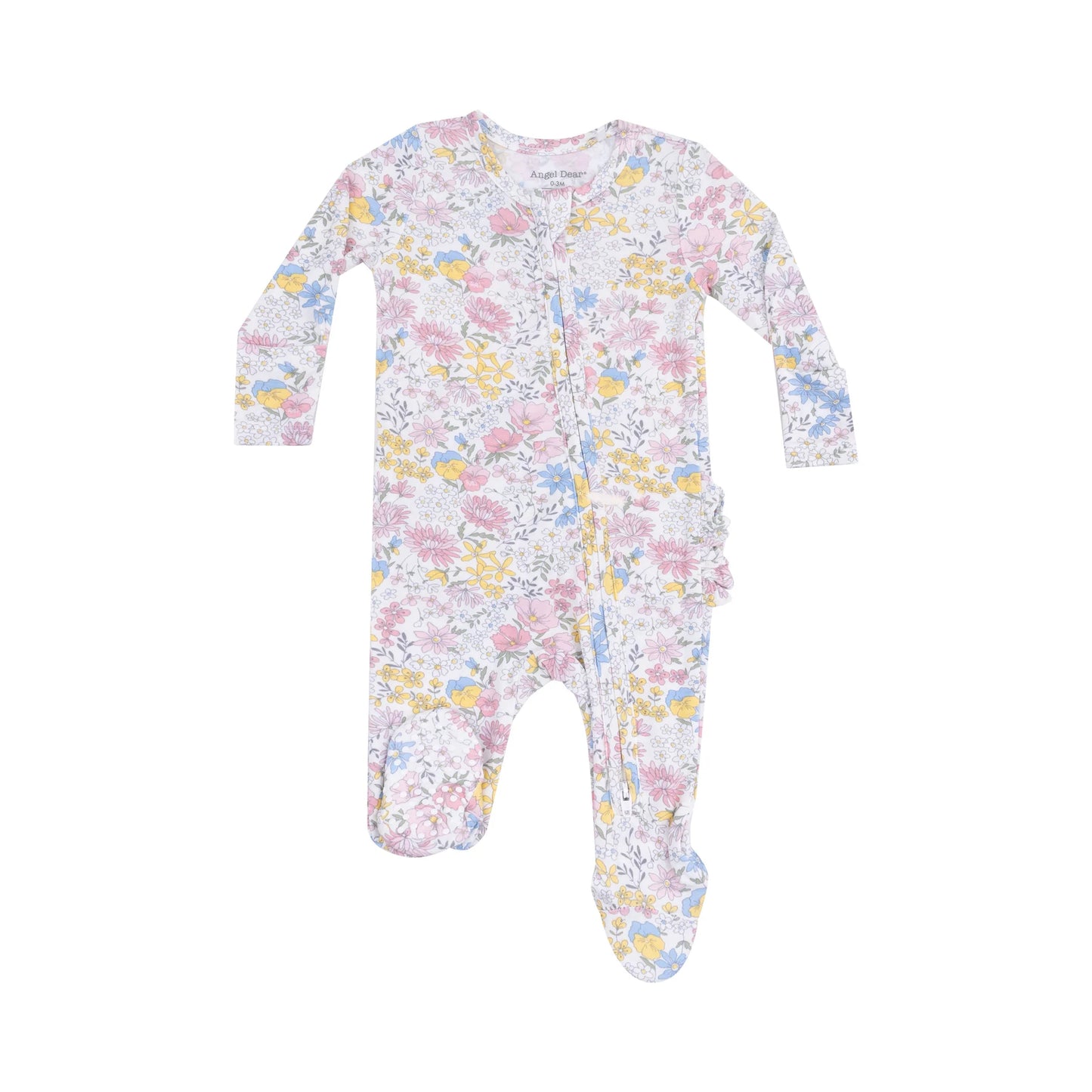 Angel Dear - Viola Floral Ruffle Zip Footie