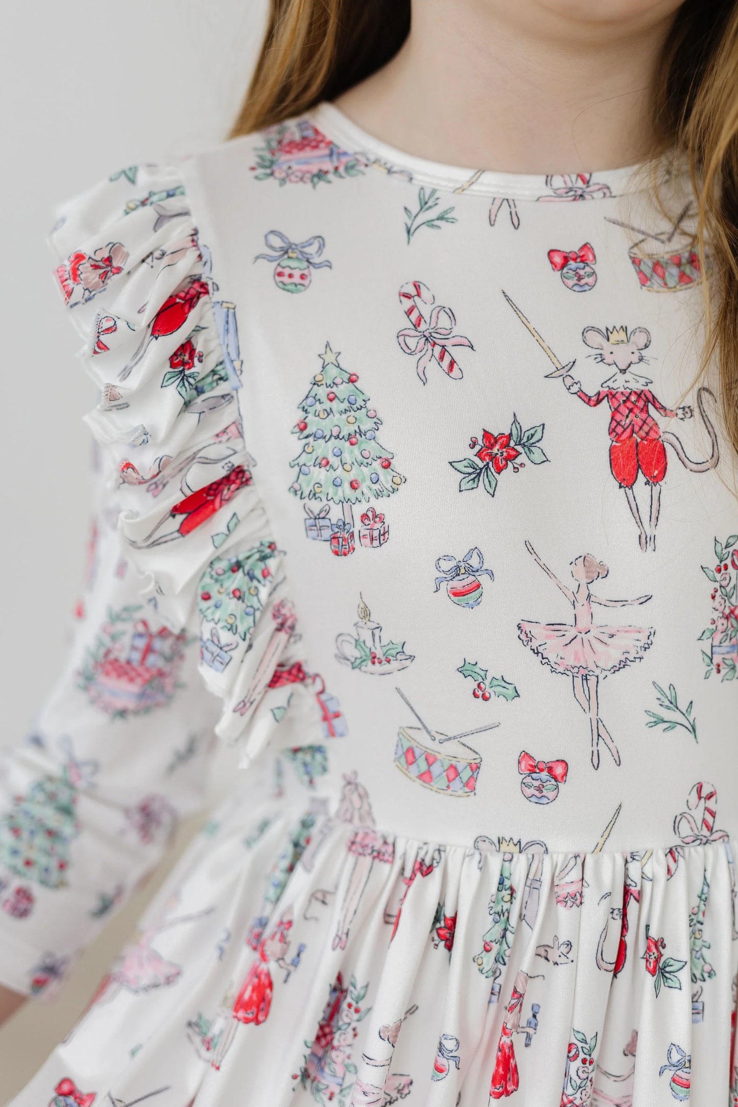 Mila & Rose - Clara's Christmas 3/4 Sleeve Ruffle Twirl Dress
