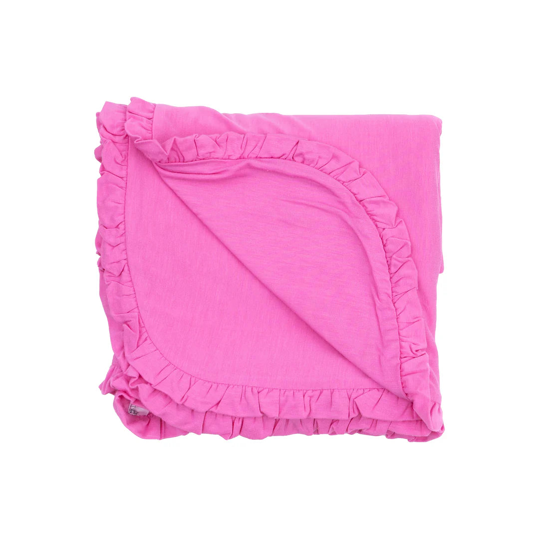 Angel Dear - Solid Strawberry Moon Ruffle Receiving Blanket