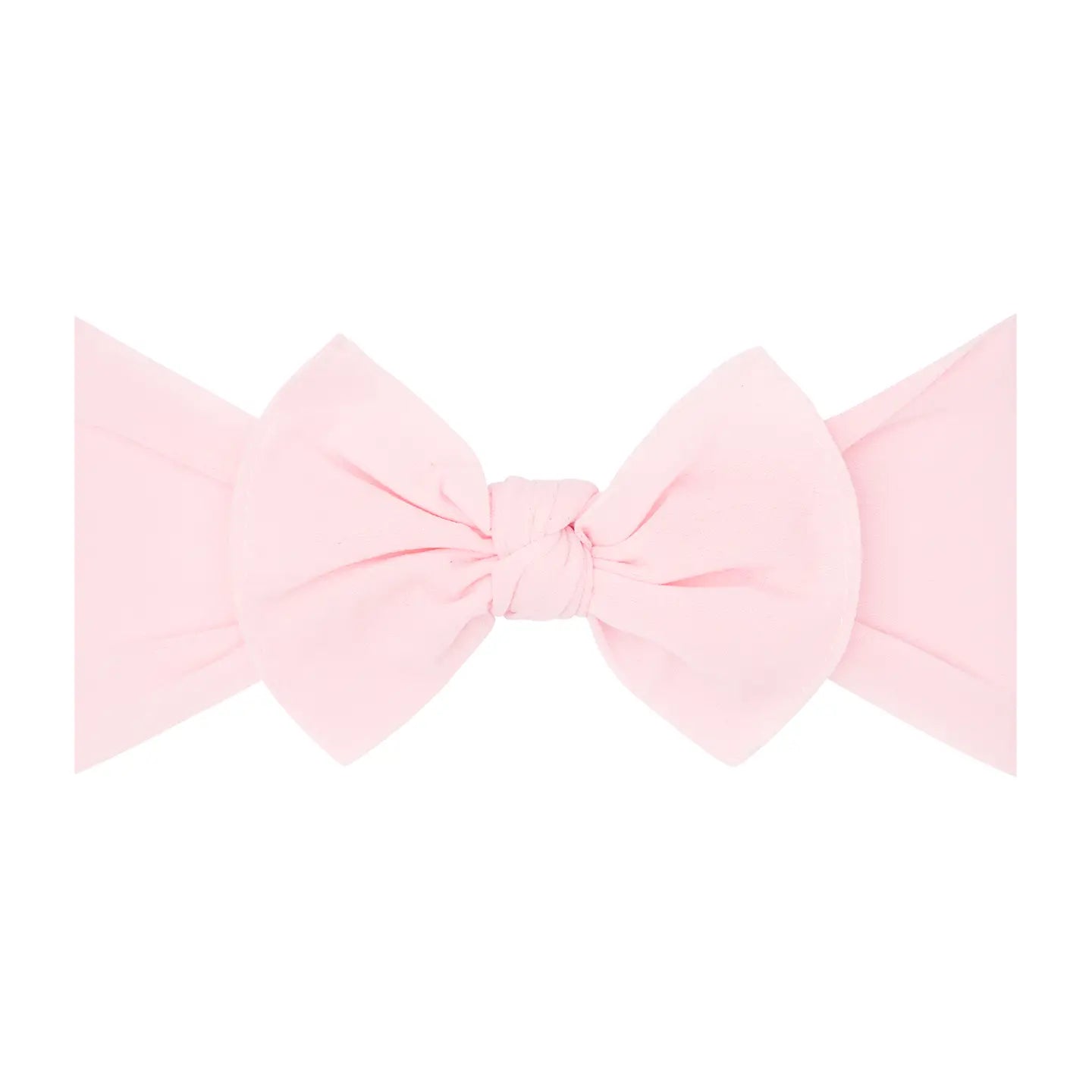 Pink Original Knot Soft Nylon Headband by Baby Bling Bows with a knotted design and stretchy nylon material.