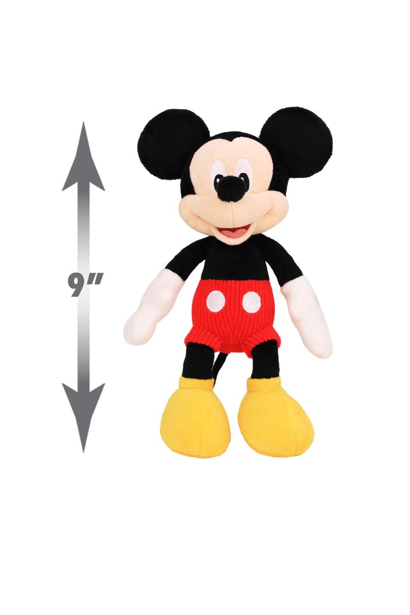 Disney Junior Mickey 9-inch plush toy by License 2 Play, soft fabric character with embroidered facial features and classic Mickey design.