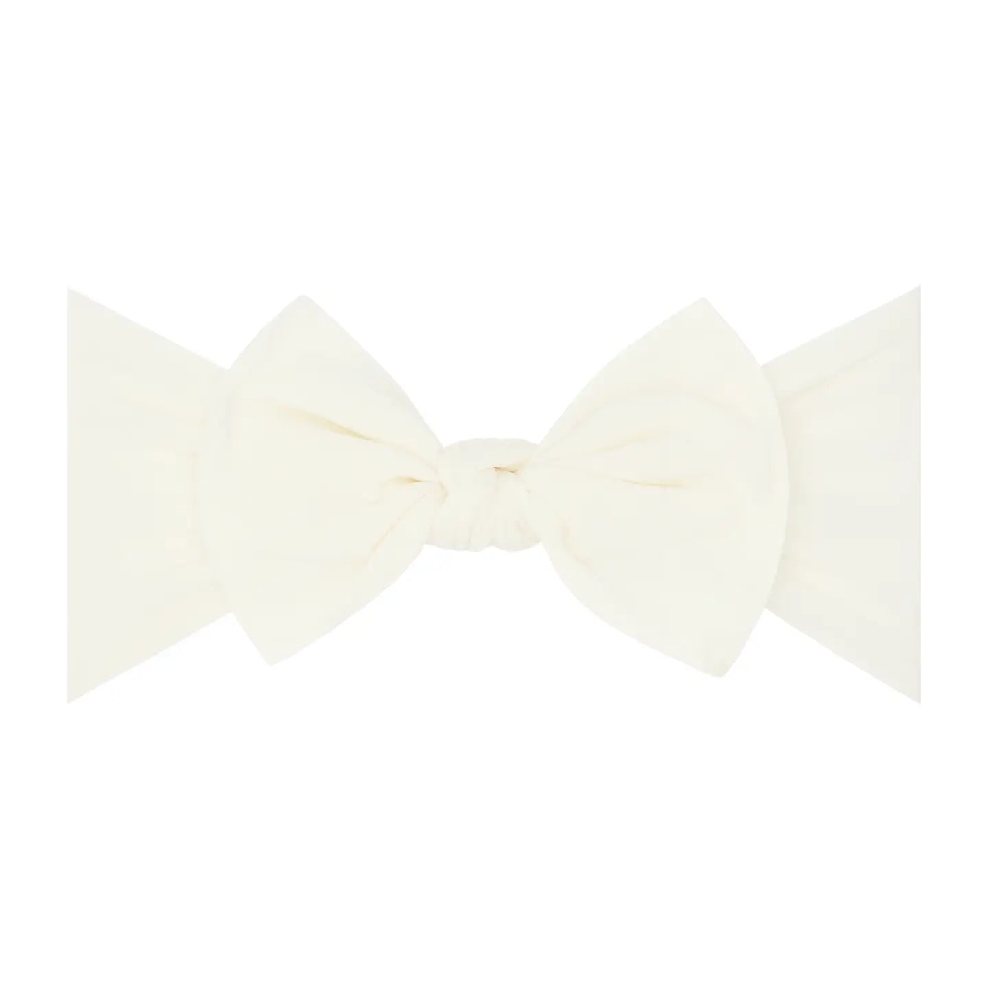 Ivory Baby Bling Bows nylon headband with soft knot design for infants and toddlers, comfortable and stylish hair accessory.