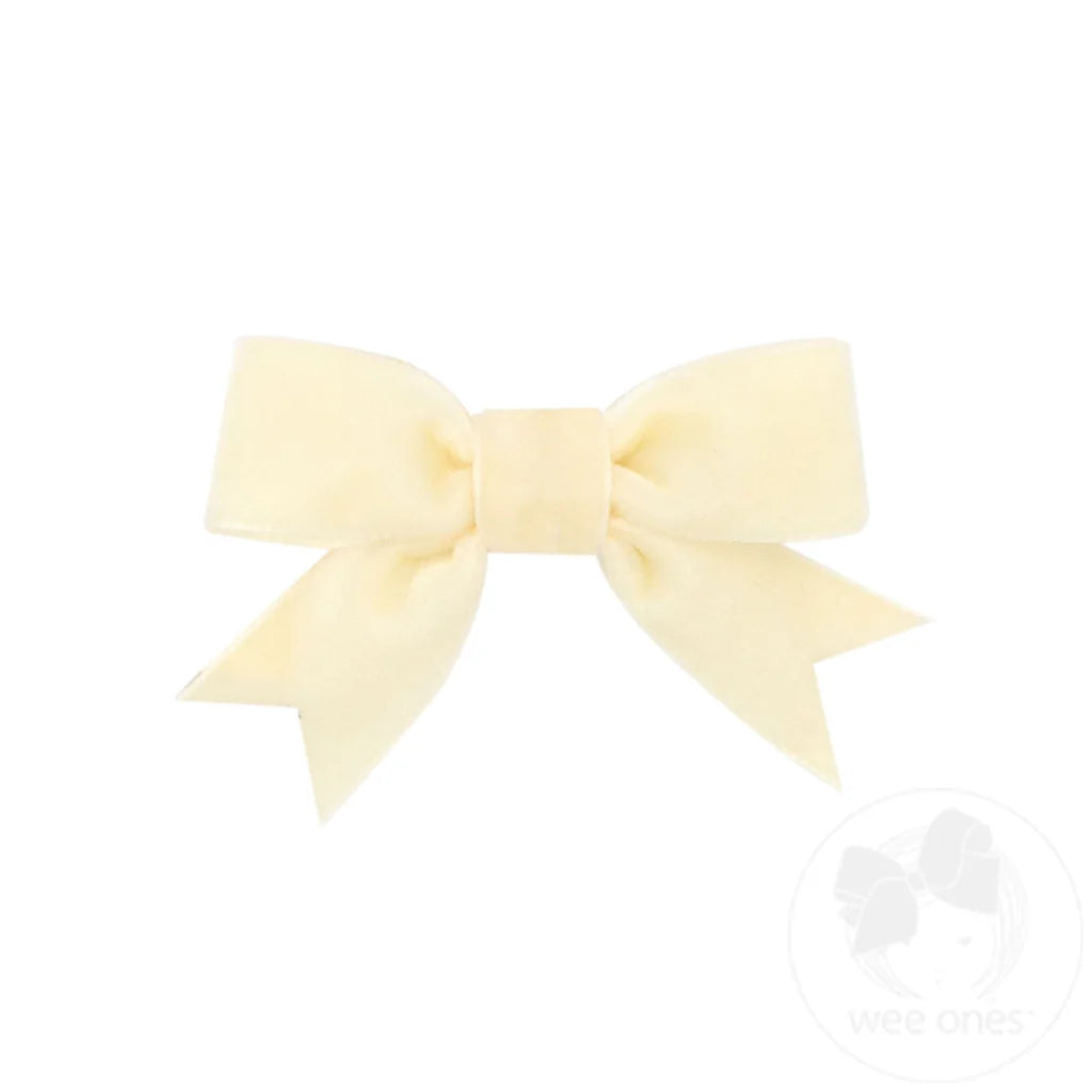 Wee Ones - Mini Velvet Two-Loop Bow with Fancy Cut Tail