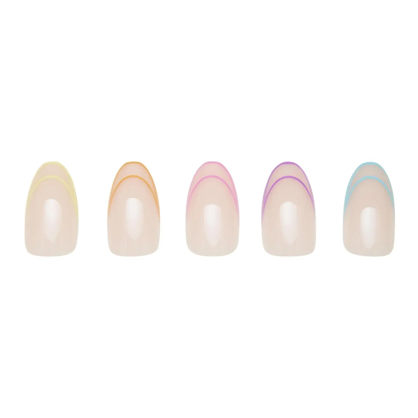 Neon Lights Press-On Nails | Short Oval | Multicolor French