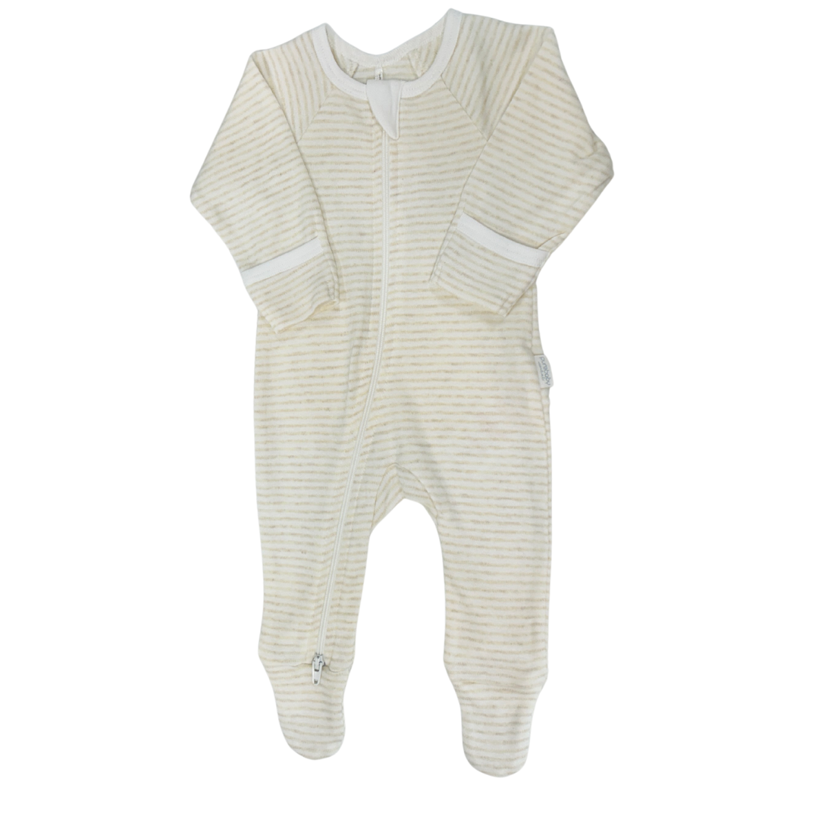 Purebaby - Tan Stripe Zippered Footie