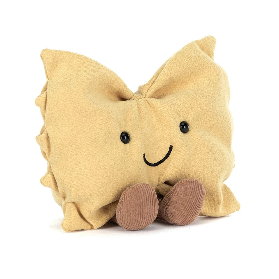 Soft Jellycat Amuseables Farfalle plush toy with colorful butterfly wings and a cuddly, friendly appearance.