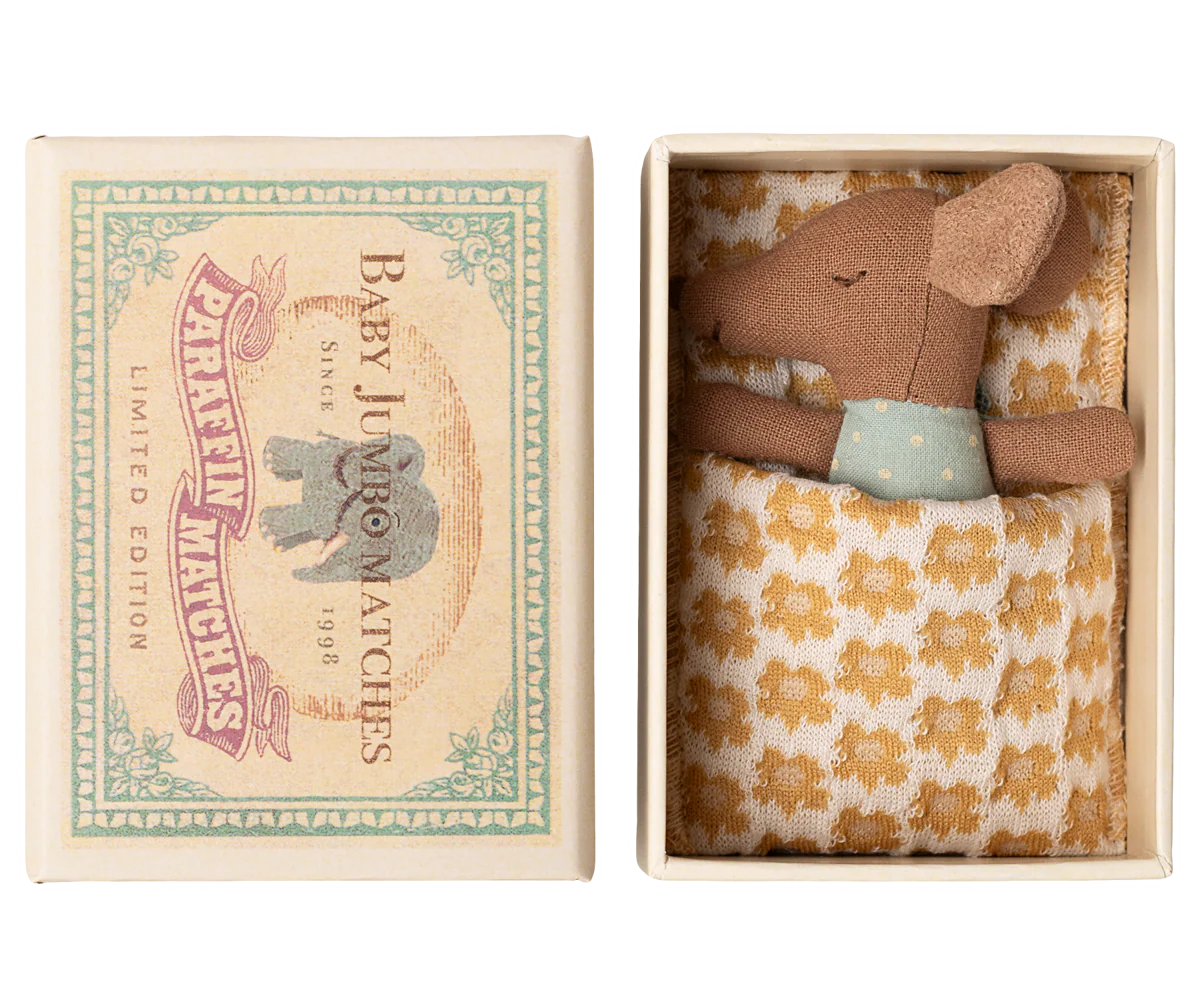 Sleepy wakey baby mouse in matchbox - Blue