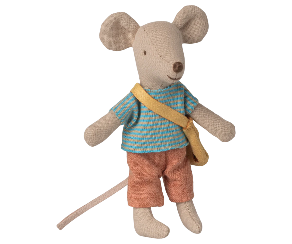 Little brother mouse with bag