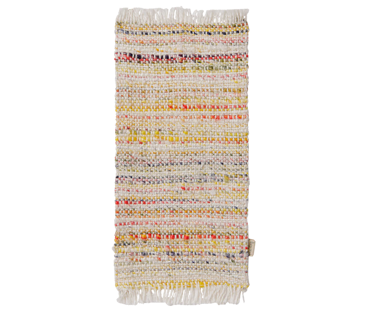 Maileg medium miniature multi-stripe rug with colorful horizontal stripes