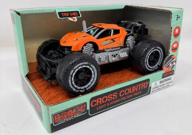 Friction-powered Crazy Truck cross-country toy with light and sound features by Thin Air Brands, shown on a white background.