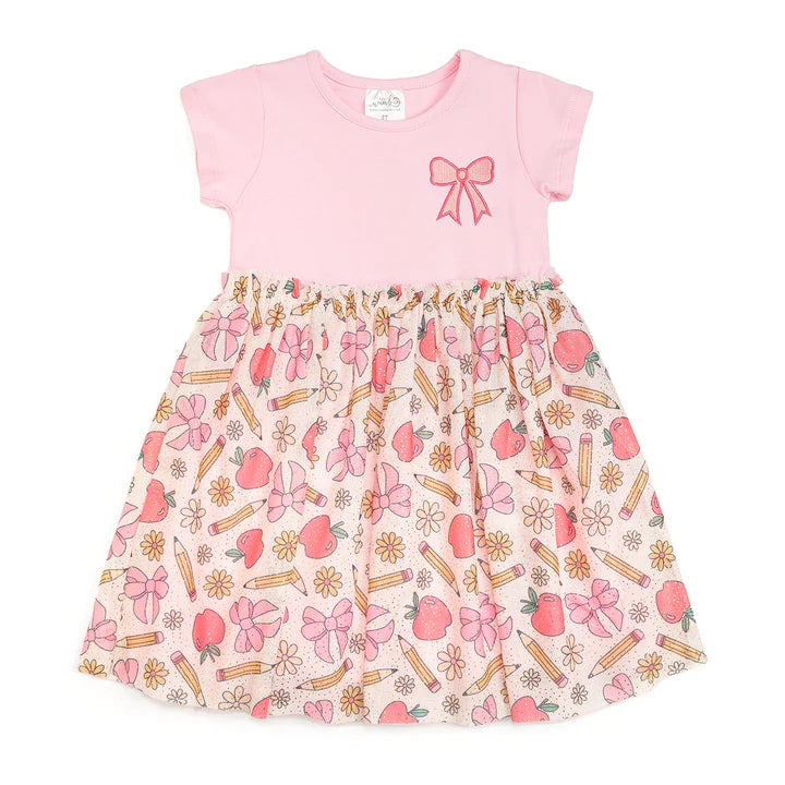 Sweet Wink - Back To School Cutie Patch Short Sleeve Tutu Dress