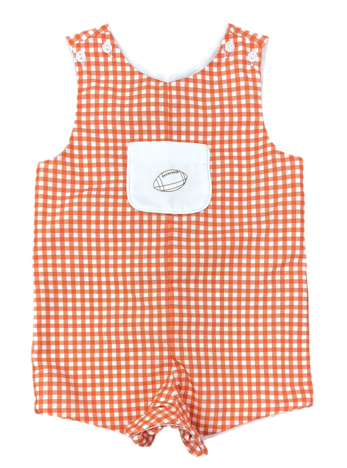 James & Lottie - Game On Orange Gingham Emmett Jon Jon w/ Footballs