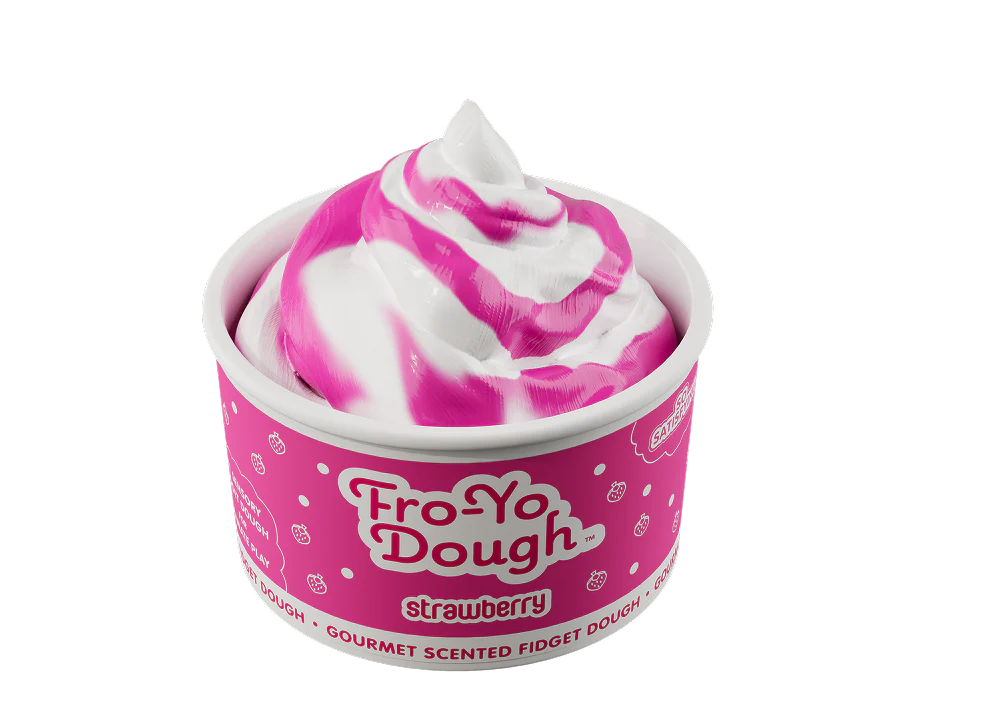 Individual scentco Fro-Yo Dough in strawberry flavor, showing the colorful, textured dough on a clean background.