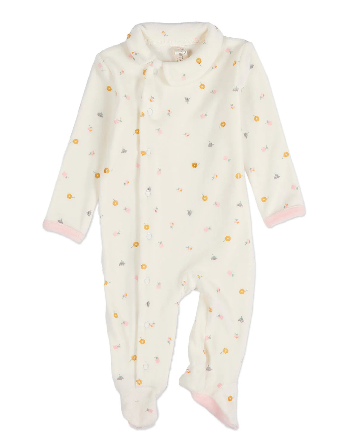 Lily Of The Valley Snap Front Velour Footie