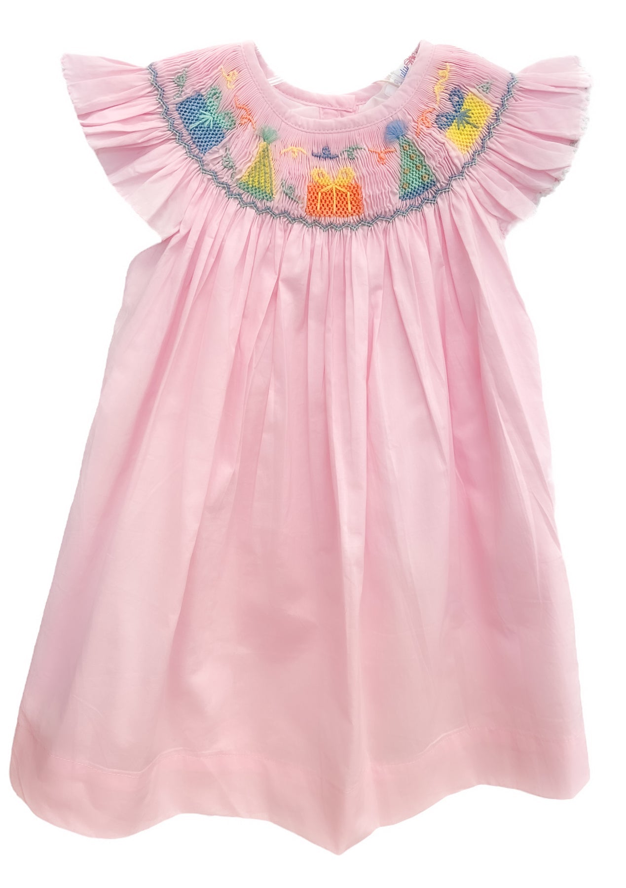 Pink Flutter Birthday Smocked Dress