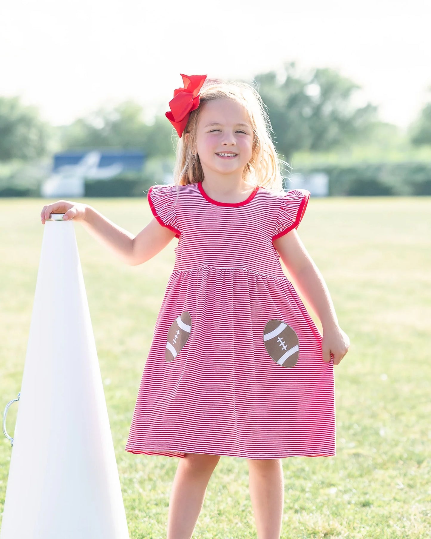 Red & White Let's Cheer! Football Pocket Dress