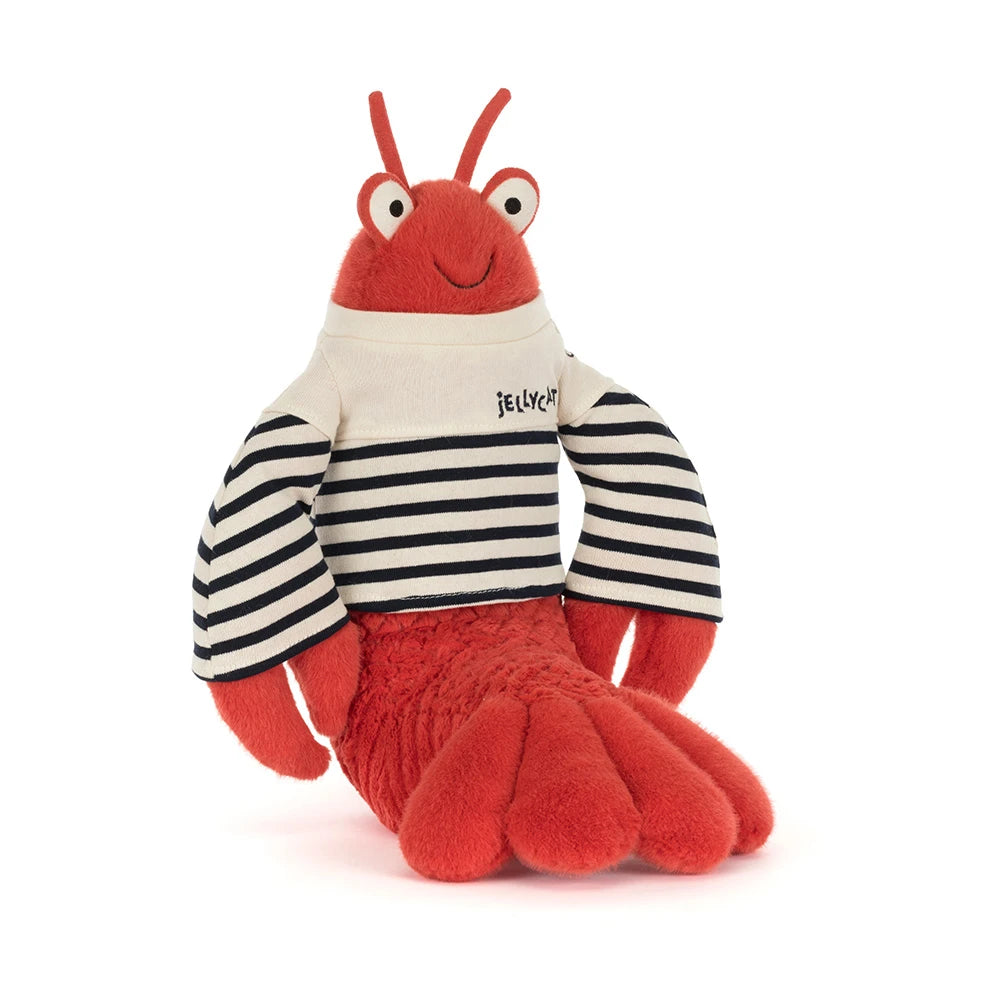 Jellycat Larry Lobster sailor outfit for plush toys, featuring navy and red nautical details with a cute sailor hat.
