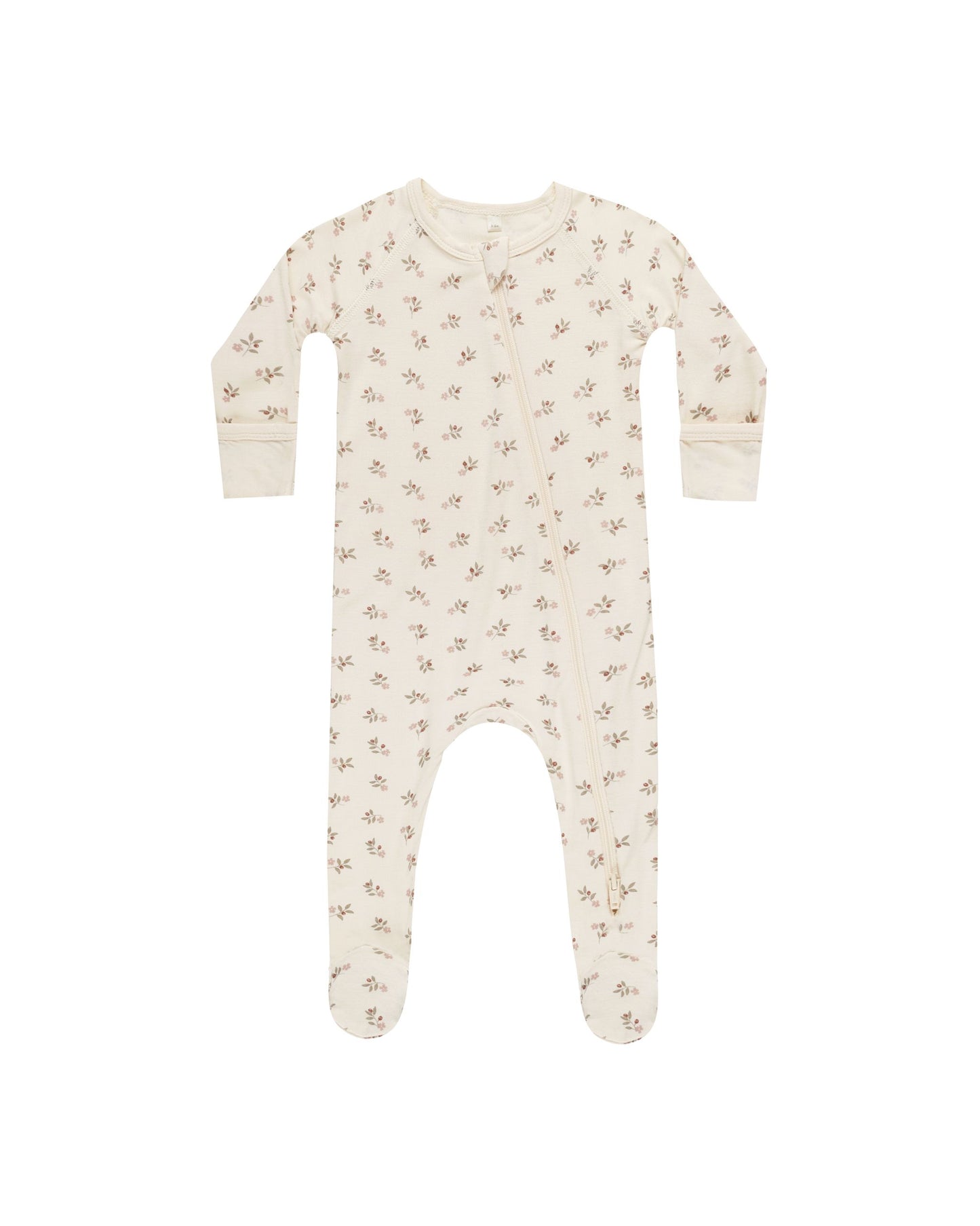 Quincy Mae - Holly Berry Bamboo Zip Footie